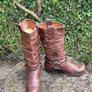Vintage 90s Pull-On Slouch Boots/Steampunk Boots